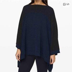 Lululemon Women's It All Lines Up Poncho Navy Black Cotton Yak  One Size